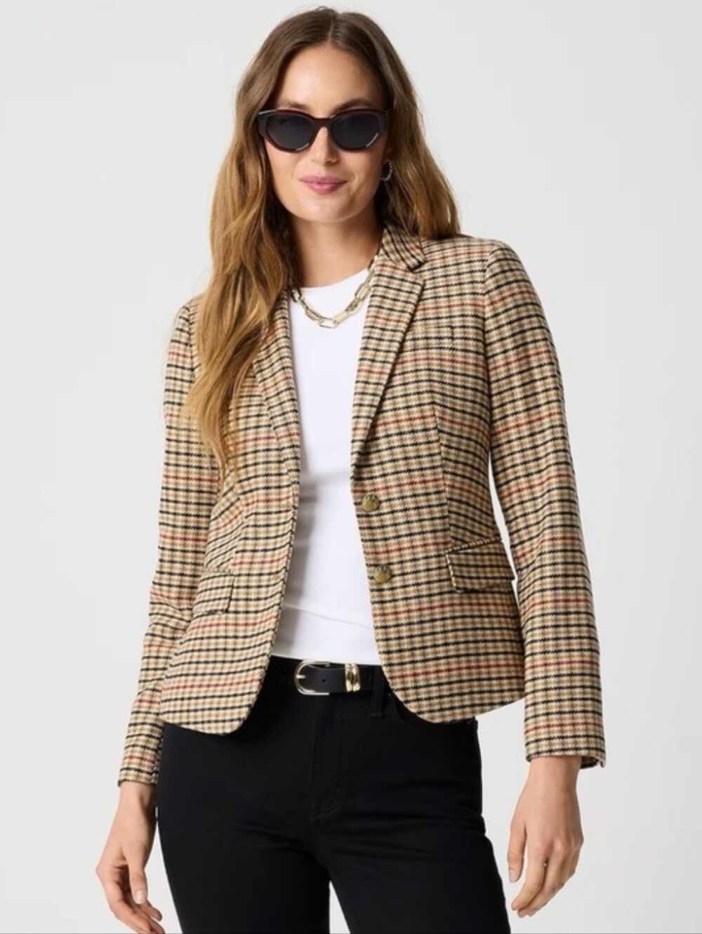 J. Crew Factory Plaid Wool-Blend Herringbone School Boy Blazer Jacket Size 14